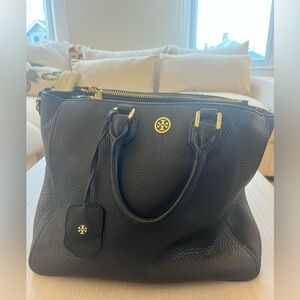 Tory Burch Black Satchel with Gold Accents